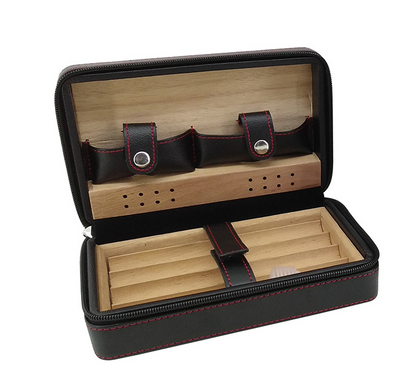 Travel Humidor - Best Portable Leather Travel Cigar Humidifier Gift Box