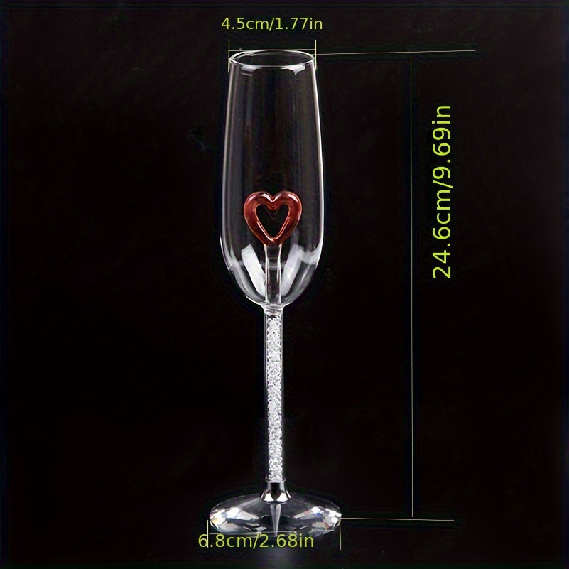 1pc, Heart Inside Wine Glass, Champagne Flute, Premium Champagne Goblet, For Bar, Pub, Club, Restaurant, And Home Use, Drinkware