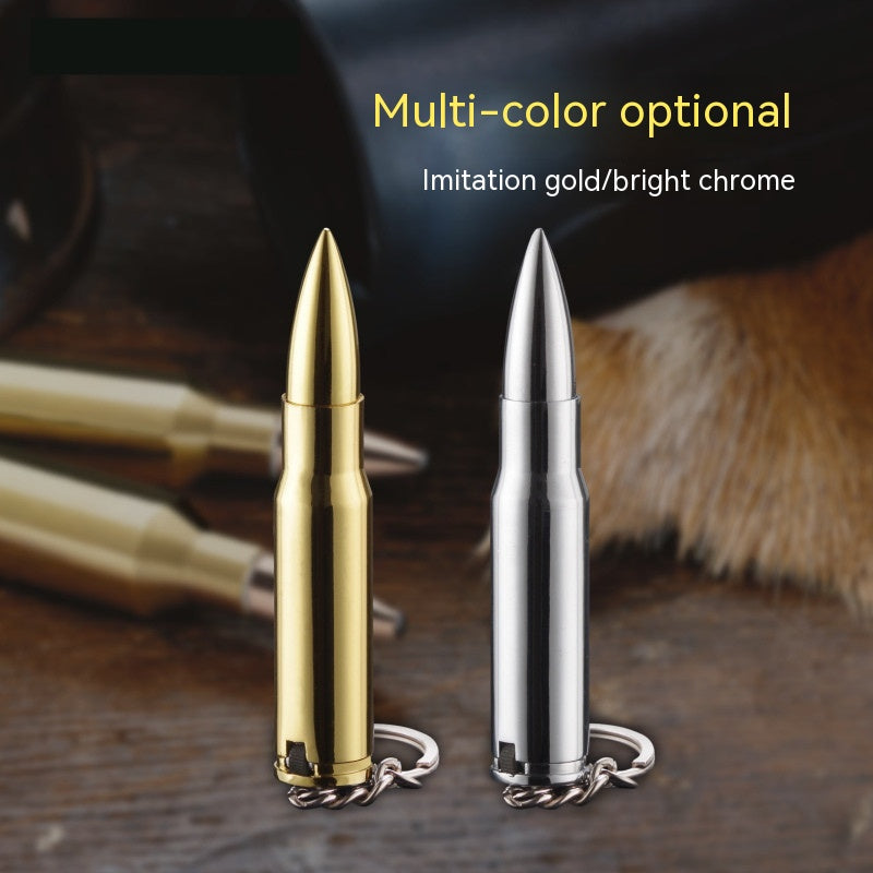 Creative Metal Pointed Bullet Model Lighter Personalized Keychain Grinding Wheel Flame Lighter