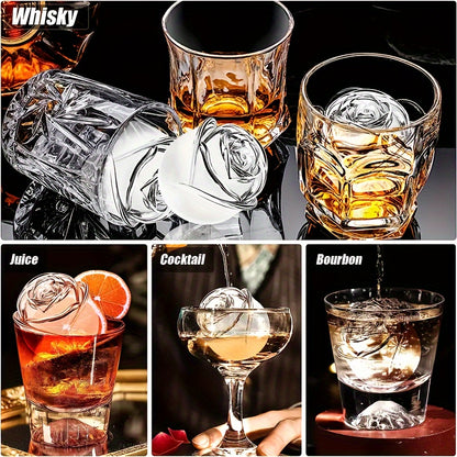 3D Rose Ice Mold, Rose Ice Maker, Large Ice Tray, Make Four Cute Flower-shaped Ice, Easy To Release Large Ice Cube Form Silicone Fun Large Ice Ball Machine Suitable For Cocktails, Juice, Whiskey, Dishwasher Safe, BPA Free Kitchen Gadgets