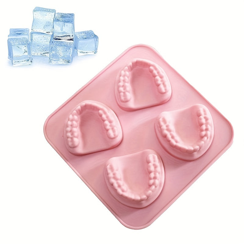 Whiskey Cocktail Ice Maker Easy-release Tooth Silicone Mold Dishwasher Safe Funny Teeth Shape Novelty