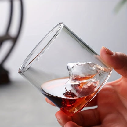 1pc, 3D Whisky Glass, Mountain Inside Whisky Glasses, Tea Cups, Stylish Glassware, For Scotch Bourbon, Whisky, Cocktail, Cognac, Vodka, Gin Tequila Liquor, Home Decor, Home Kitchen Items, Unique Gifts For Men, Father's Day Gifts