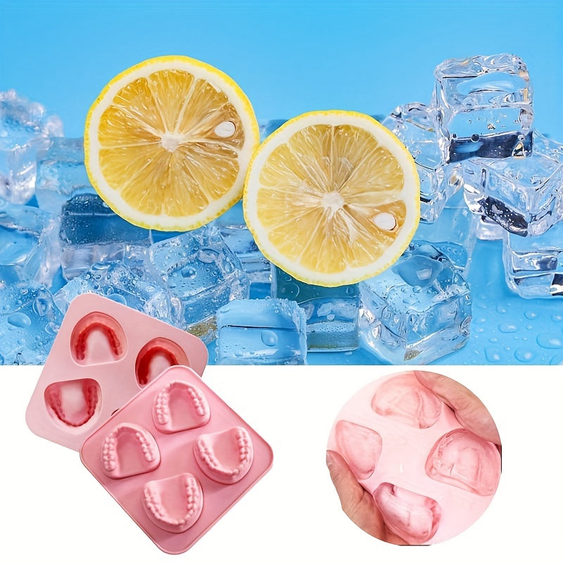 Whiskey Cocktail Ice Maker Easy-release Tooth Silicone Mold Dishwasher Safe Funny Teeth Shape Novelty