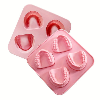 Whiskey Cocktail Ice Maker Easy-release Tooth Silicone Mold Dishwasher Safe Funny Teeth Shape Novelty