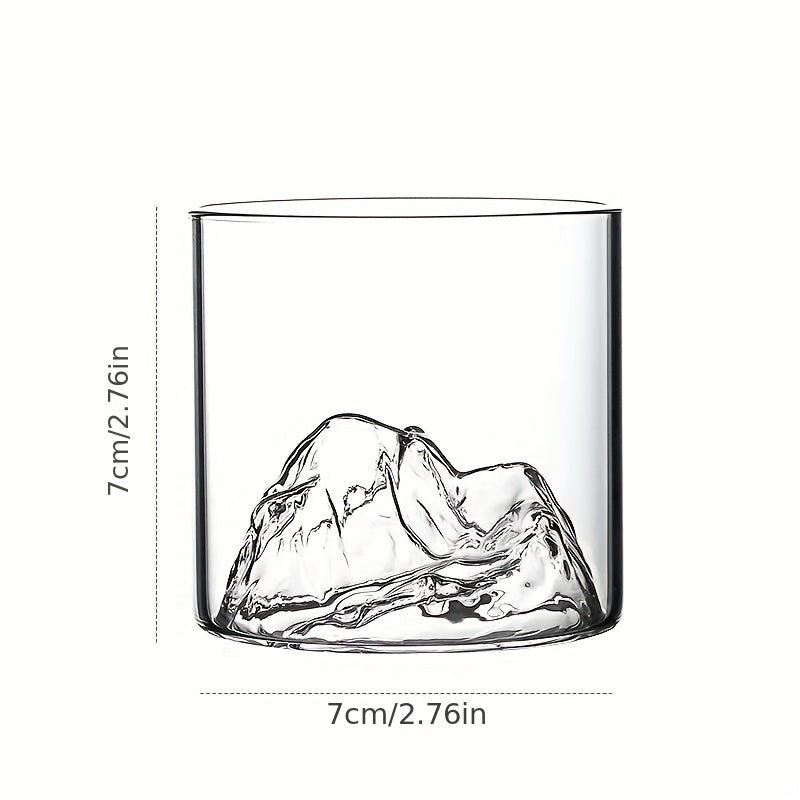 1pc, 3D Whisky Glass, Mountain Inside Whisky Glasses, Tea Cups, Stylish Glassware, For Scotch Bourbon, Whisky, Cocktail, Cognac, Vodka, Gin Tequila Liquor, Home Decor, Home Kitchen Items, Unique Gifts For Men, Father's Day Gifts