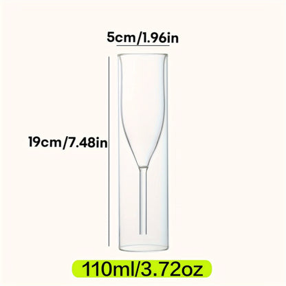 1pc, Double-walled Crystal Champagne Flute Glass - Perfect For Dining, Weddings, Parties, And Bars - Heat-resistant Double-layer Juice Milk Wine Whiskey Beer Glass, Transparent Glass With Tulip Design For Toasting, 1.52oz, 3.72oz