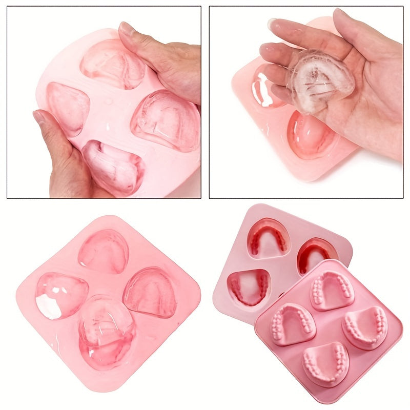 Whiskey Cocktail Ice Maker Easy-release Tooth Silicone Mold Dishwasher Safe Funny Teeth Shape Novelty