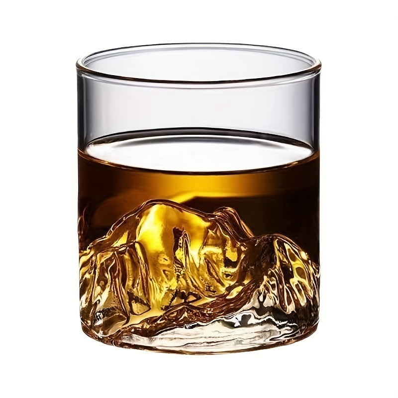 1pc, 3D Whisky Glass, Mountain Inside Whisky Glasses, Tea Cups, Stylish Glassware, For Scotch Bourbon, Whisky, Cocktail, Cognac, Vodka, Gin Tequila Liquor, Home Decor, Home Kitchen Items, Unique Gifts For Men, Father's Day Gifts