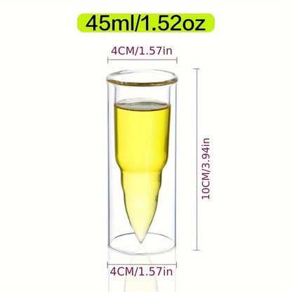 1pc, Double-walled Crystal Champagne Flute Glass - Perfect For Dining, Weddings, Parties, And Bars - Heat-resistant Double-layer Juice Milk Wine Whiskey Beer Glass, Transparent Glass With Tulip Design For Toasting, 1.52oz, 3.72oz