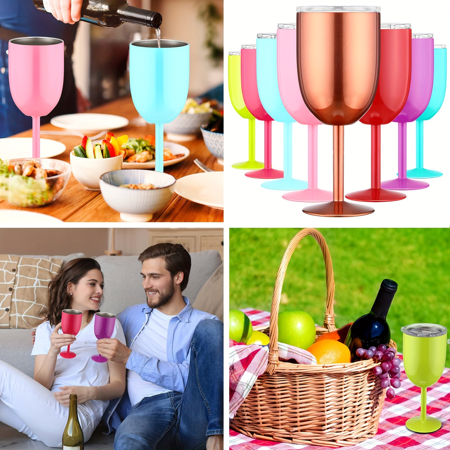 1pc, Stainless Steel Wine Glass Cup, 10oz (280ml) Double Walled Vacuum Insulated Wine Tumbler With Stem, For Bar, Pub, Club, Restaurant, Home And Outdoor Party Goblet