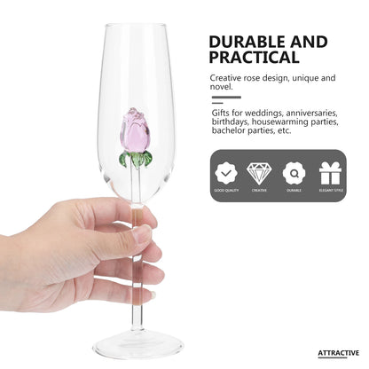 1Pc European Style Rose Crystal Glass Goblet Rose Champagne Cup Exquisite Glass Crystal Goblet Champagne Cup Red Wine Glass Bar