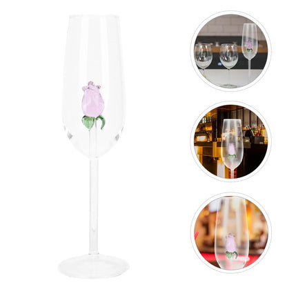 1Pc European Style Rose Crystal Glass Goblet Rose Champagne Cup Exquisite Glass Crystal Goblet Champagne Cup Red Wine Glass Bar