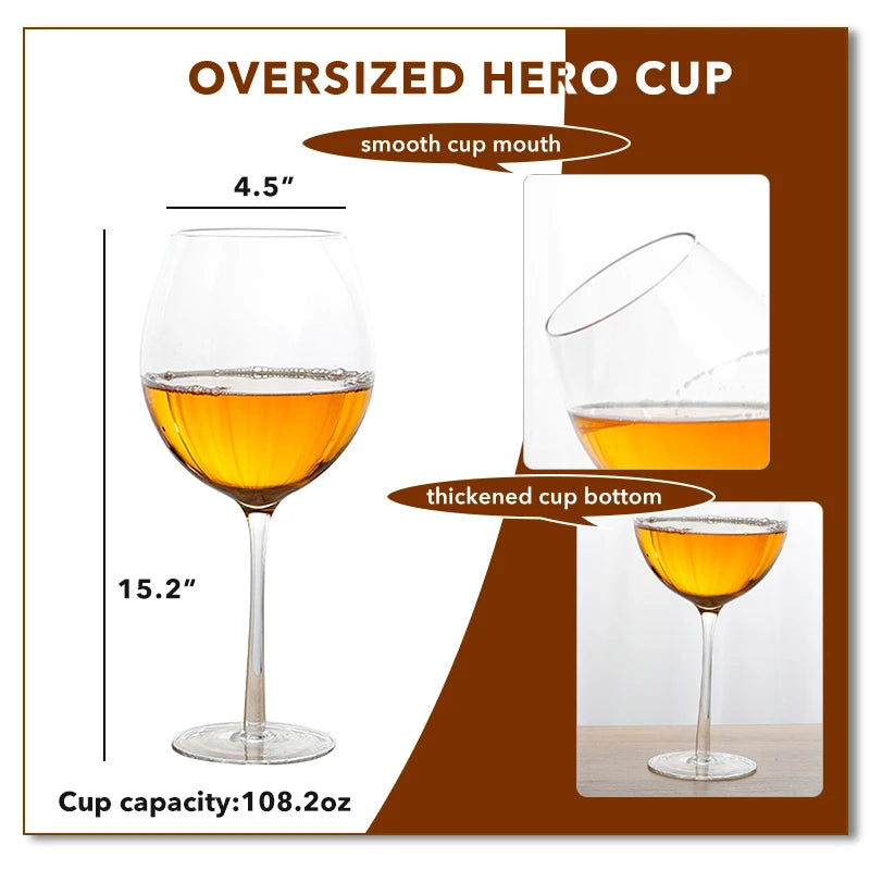 3000ML Extra Large Beer Glass Wine Glass Whiskey Party Beer Glass Birthday Wedding Gift Goblet Juice Glass 108 Oz