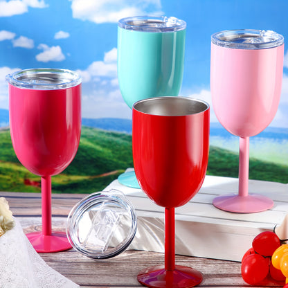 1pc, Stainless Steel Wine Glass Cup, 10oz (280ml) Double Walled Vacuum Insulated Wine Tumbler With Stem, For Bar, Pub, Club, Restaurant, Home And Outdoor Party Goblet