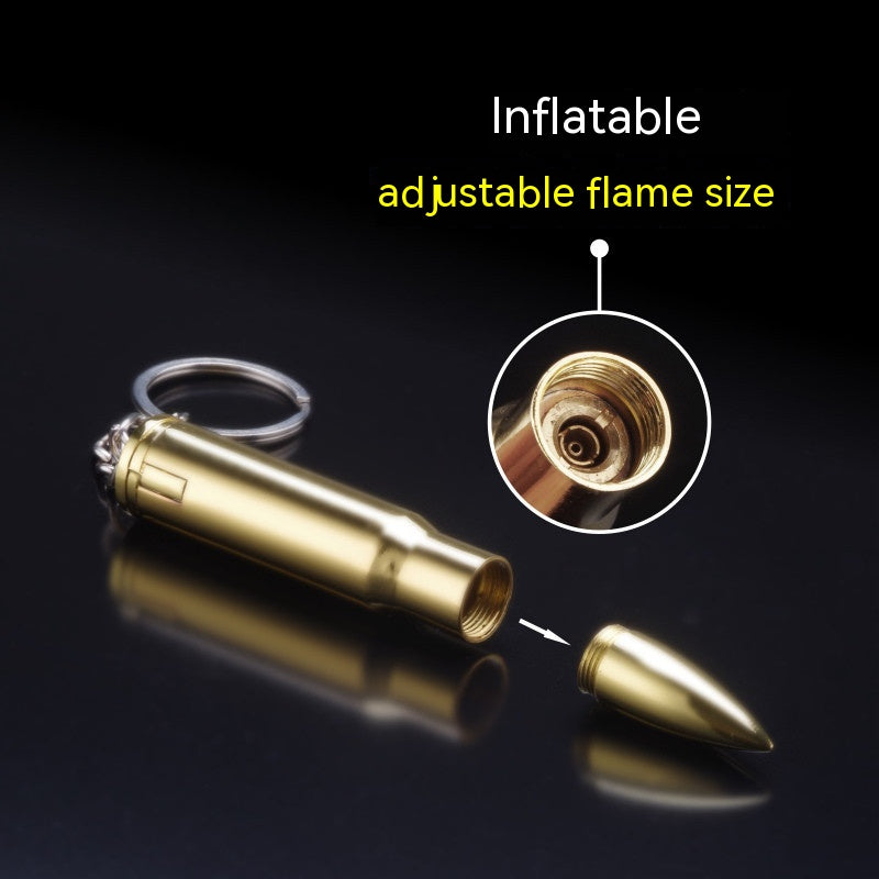 Creative Metal Pointed Bullet Model Lighter Personalized Keychain Grinding Wheel Flame Lighter