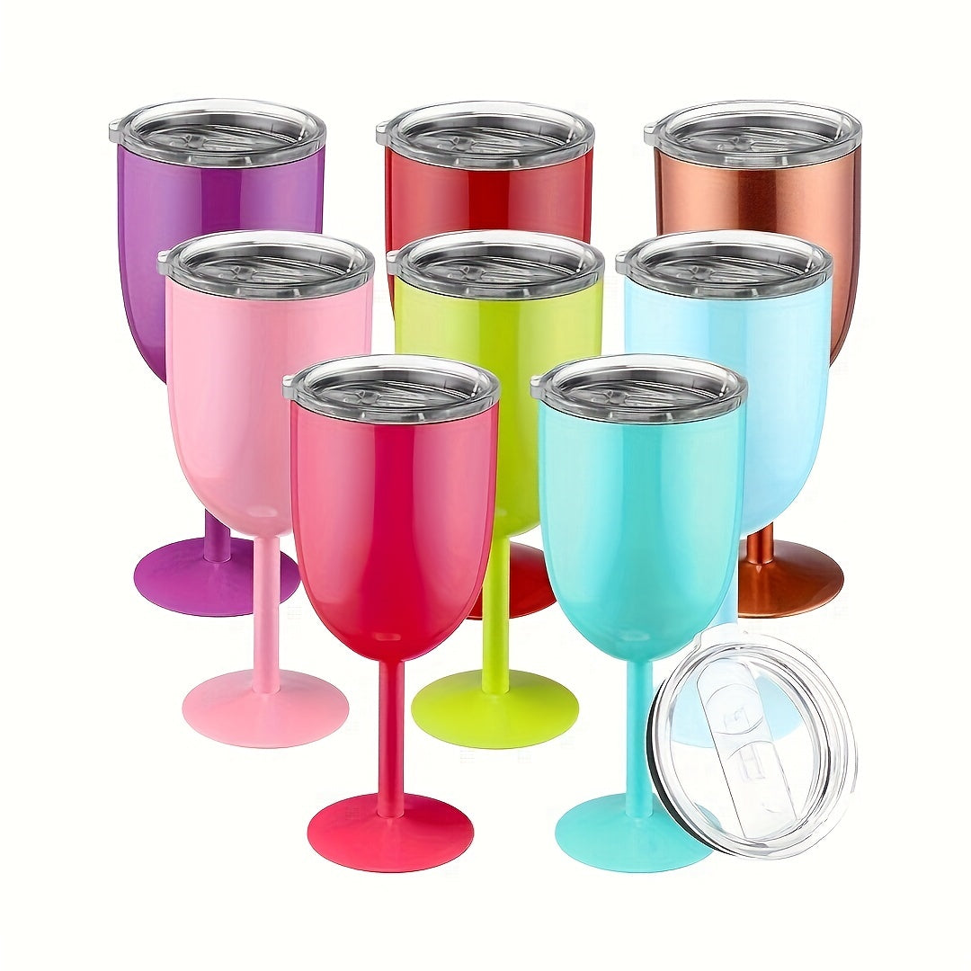 1pc, Stainless Steel Wine Glass Cup, 10oz (280ml) Double Walled Vacuum Insulated Wine Tumbler With Stem, For Bar, Pub, Club, Restaurant, Home And Outdoor Party Goblet