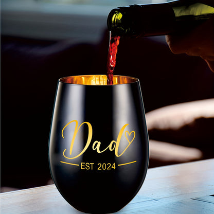 2pcs Mom & Dad EST 2024 Stemless Wine Glasses, Beer Glass Set For New Parents, Parents To Be Mom Dad, Ideal Gift For Christmas, Mother's Day, Father's Day, Daily Use