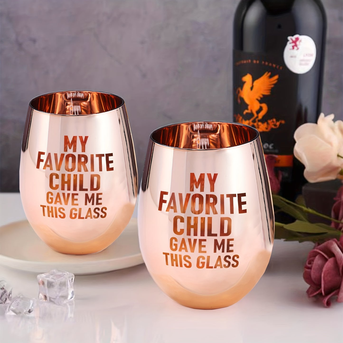 1pc, Mother's Day Cup, Rose Golden Water Cup, MY FAVORITE CHILD GAVE ME THIS GLASS Coffee Cups, Summer Winter Drinkware, Home Kitchen Items, Mothers Day Gifts