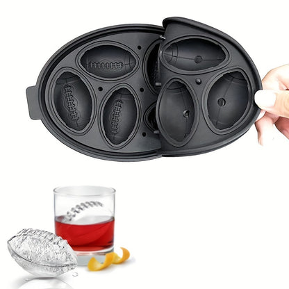 Ice Cube Tray, Silicone Football Ice Cube Mold For Making Chocolate, Candy, Jelly, BPA Free Ice Ball Maker With Lid, Reusable Rugby Ice Mold For Freezer, Whiskey, Cocktails, Beer, Coffee (black)