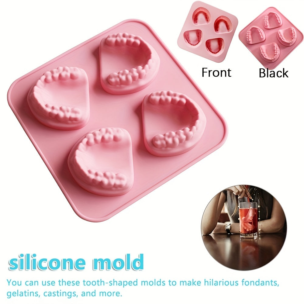 Whiskey Cocktail Ice Maker Easy-release Tooth Silicone Mold Dishwasher Safe Funny Teeth Shape Novelty