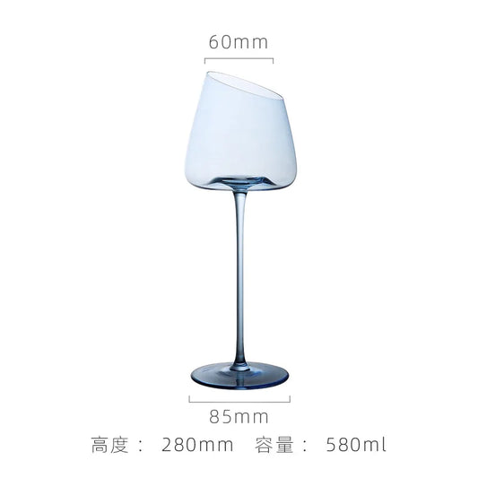 French Oblique Lipstick Wine Glass High-value Klein Blue Crystal Glass Goblet Red Wine Glass Couple's Special Gift Box Packaging