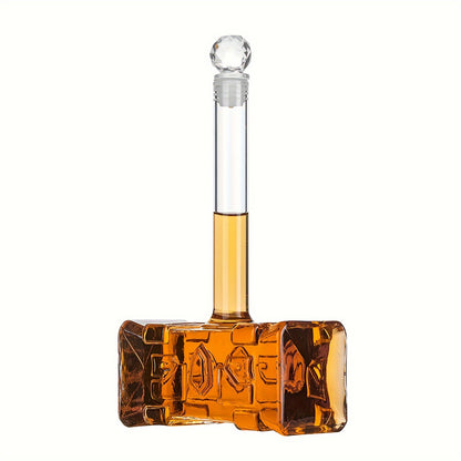 1pc, Glass Wine Bottle, Hammer Shape Whiskey Decanter, Eye-Catching Display Glass Wine Decanter, Perfect Gift For Wine Lover, Room Decor